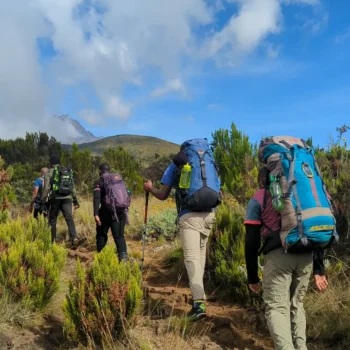A group of people hiking Kilimanjaro