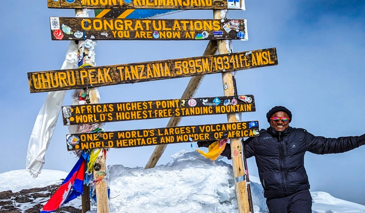 Daniel at Uhuru Peak, Mount Kilimanjaro - Africa's highest peak